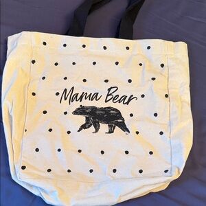 Mama Bear Polka Dot Tote Bag - Cream and Black